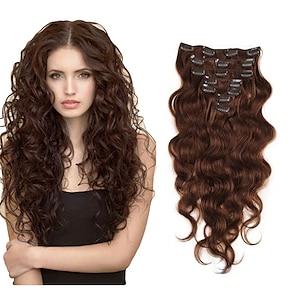 4Pcs Dark Brown Hair Extensions, 20 Inches Clip in Hair Extensions