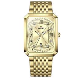 SWISH Gold Watches for Men Top Brand Luxury Men's Creative Rectangle Quartz  Wrist Watch Waterproof Sports Watch 2024 - $16.99