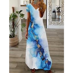 Women's Casual Dress Shift Dress Long Dress Maxi Dress Wine Blue